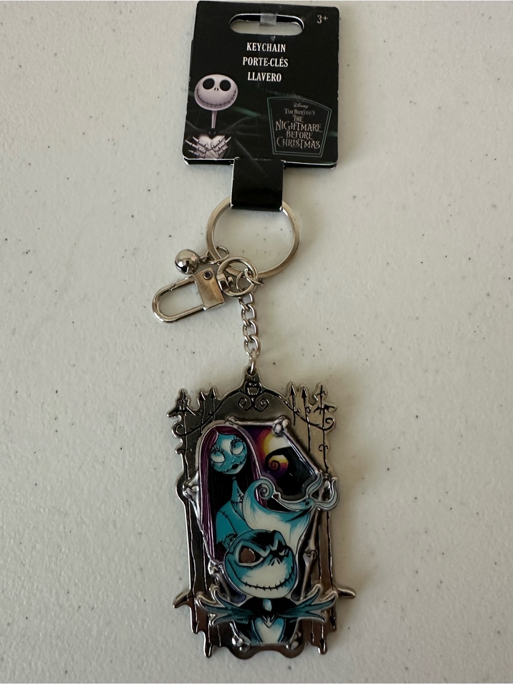 The Nightmare Before Christmas Jack & Sally Metal Keychain - Black & Teal NWT